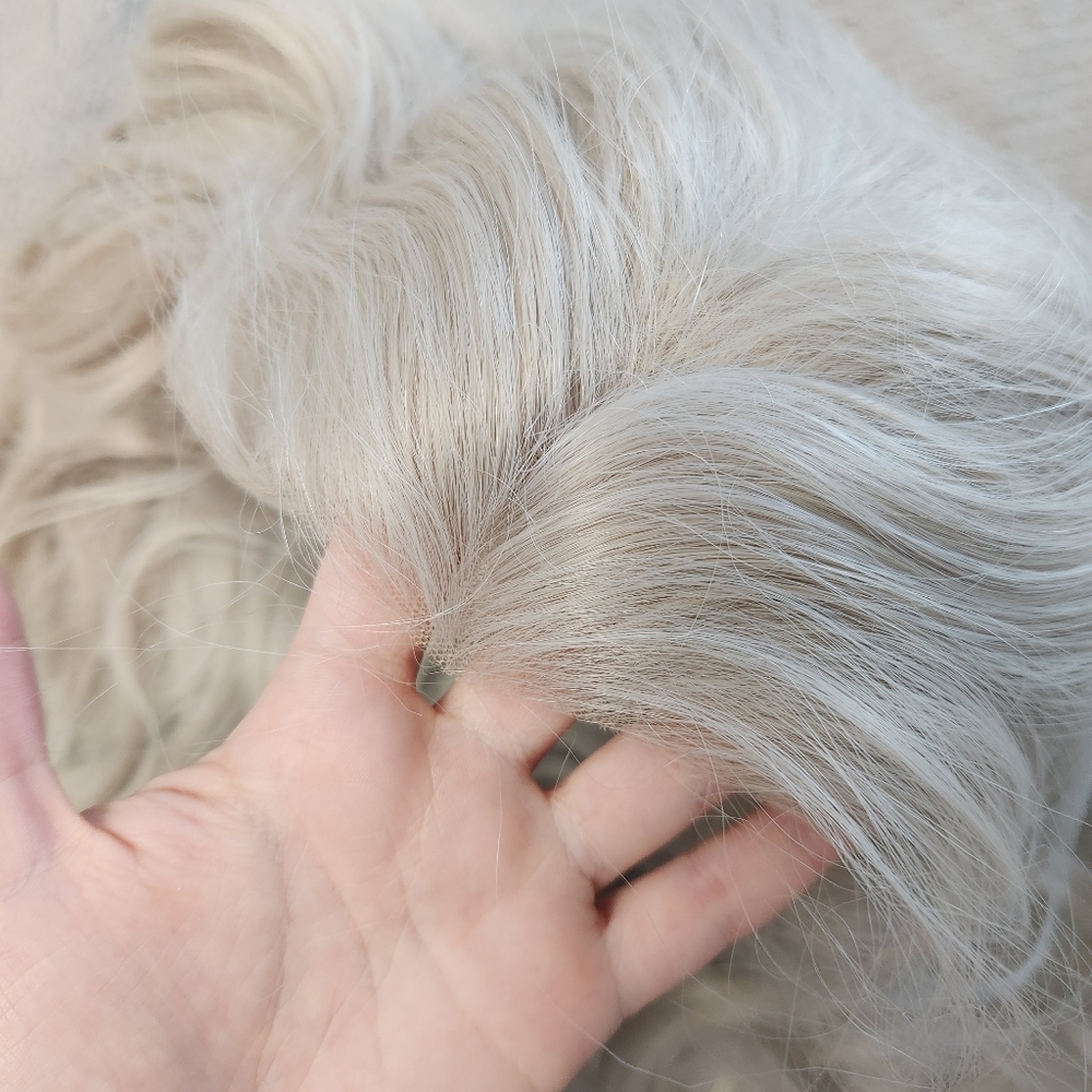 Donalovehair Front Lace Silver Grey Wavy Curled Long Hair Synthetic 26" Wig - Picture 13 of 16